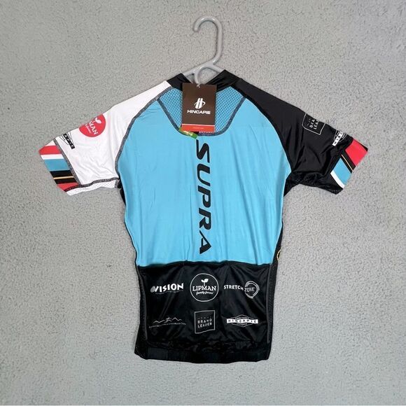 HINCAPIE NEW WOMENS STRETCH BIKING SHIRT SIZE 2XS BLUE BLACK WHITE - Picture 2 of 8